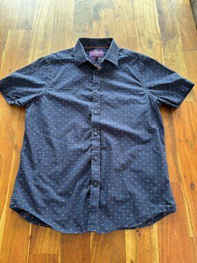 Hawes & Curtis London "Curtis" Slim Fit Shirt - Blue with Orange Polka Dots - L